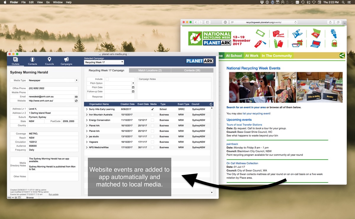 Media contacts database app